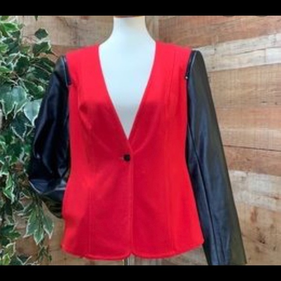 Red and black leather blazer- VINCE CAMUTO - Picture 10 of 10
